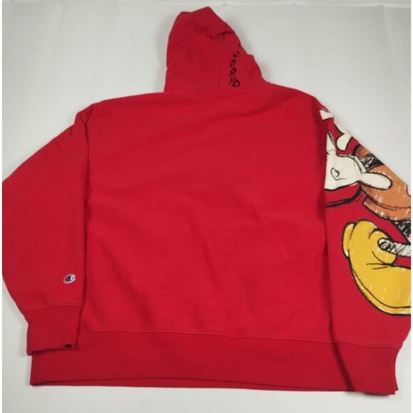 Champion Mens 2XL Red Mickey Mouse Reverse Weave Hoodie Oh Boy Disney Vintage - Picture 2 of 6